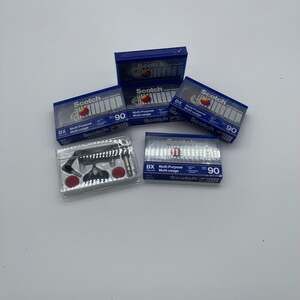 Lot of 5 New Sealed Scotch BX 90‎ Audio Cassette Tapes with Universal Earphones